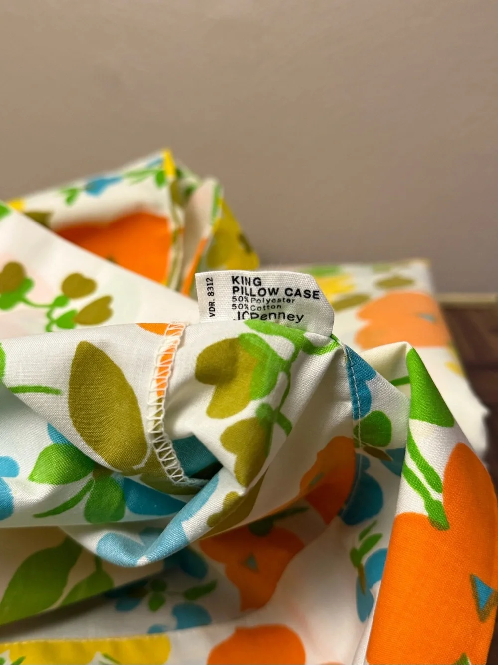 Vintage 1970’s JCPenney Fashion Manor Flower Power King Flat Sheet Pillow Cases